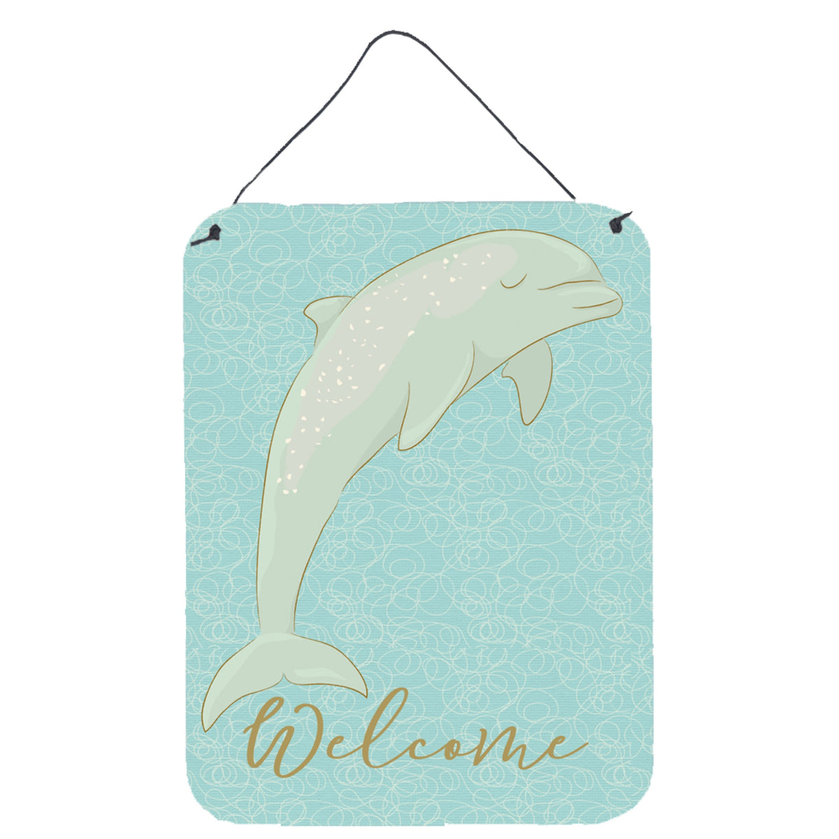CarolineS Treasures Dolphin Welcome Metal Print, 16 Inch  Inch  X 12 Inch  Inch , Multicolor