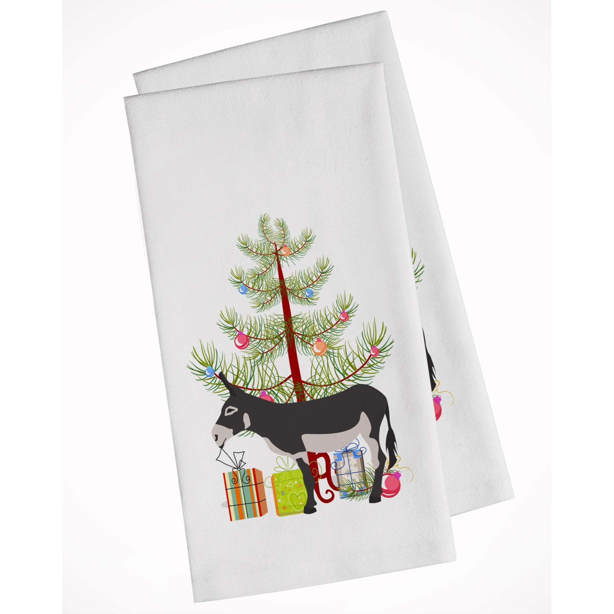 American Mammoth Jack Donkey Christmas White Kitchen Towel Set of 2