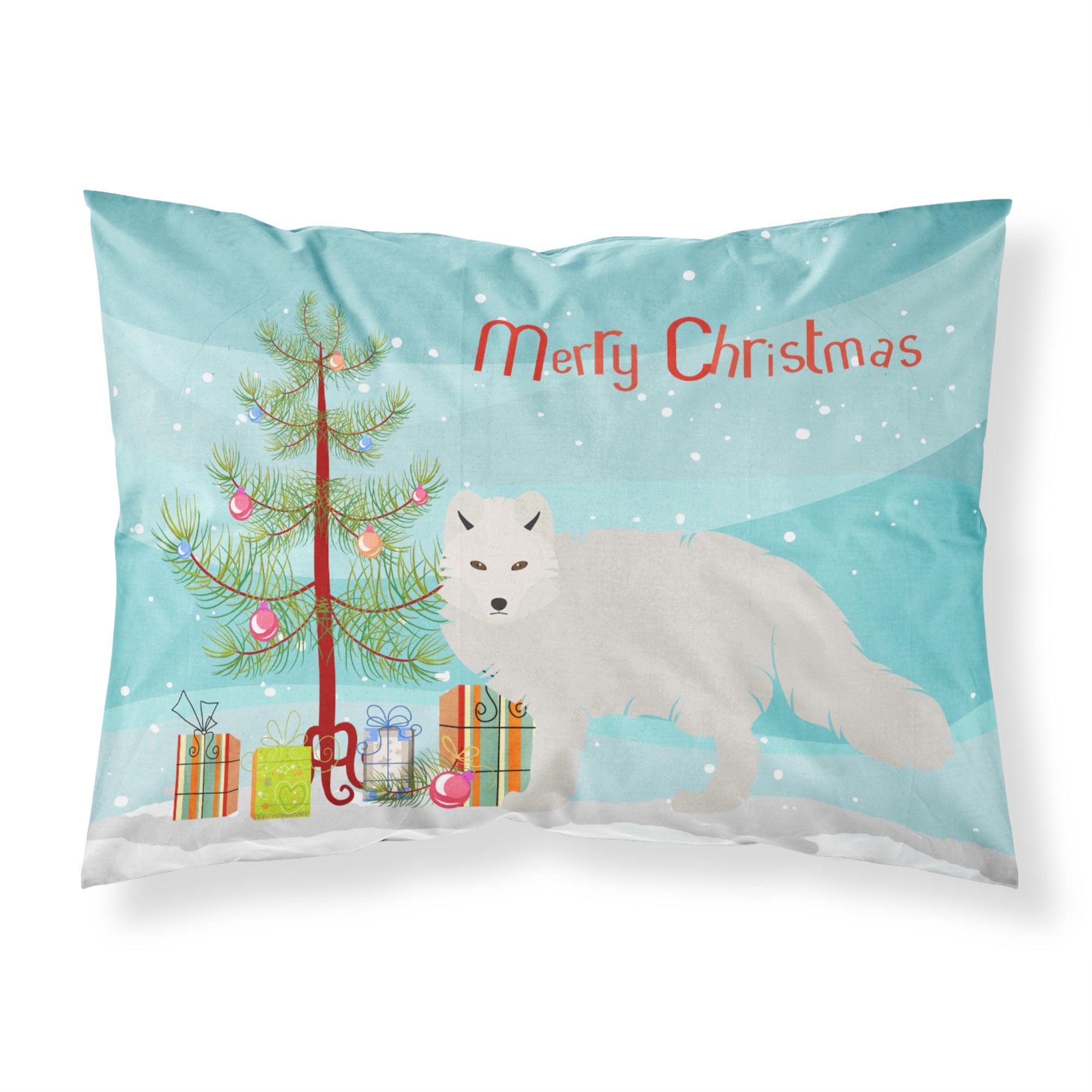 'Caroline'S Treasures White Arctic Fox Christmas Pillowcase, Standard, Multicolor'