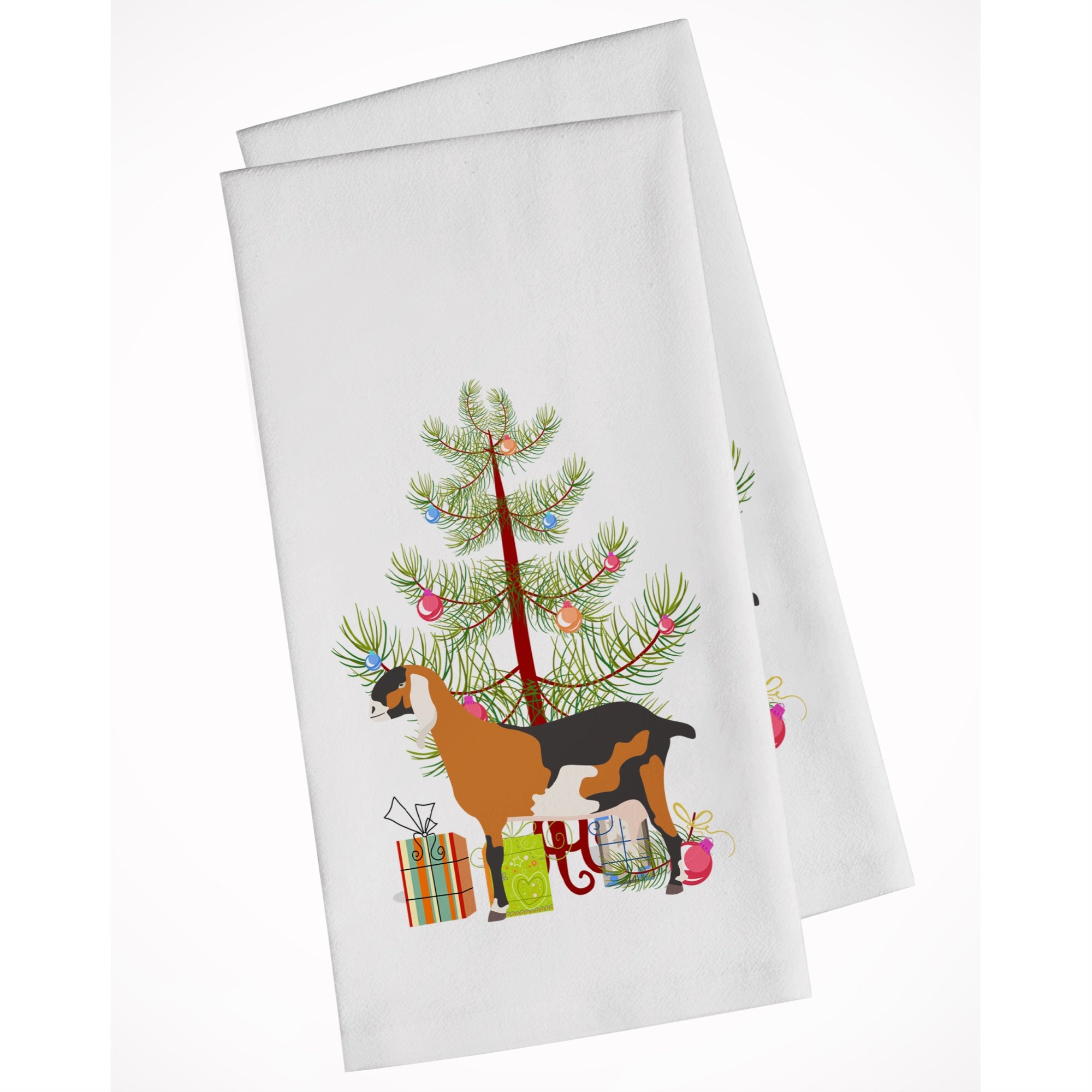 Anglonubian Nubian Goat Christmas White Kitchen Towel Set of 2