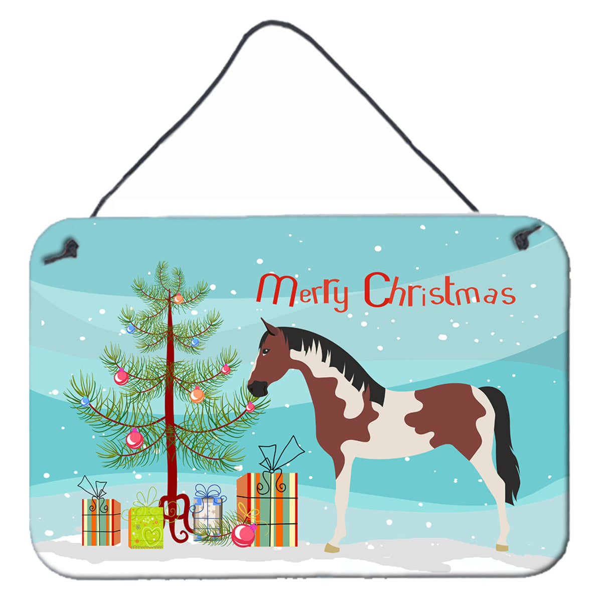 CarolineS Treasures Pinto Horse Christmas Metal Print, 8 Inch  Inch  X 12 Inch  Inch