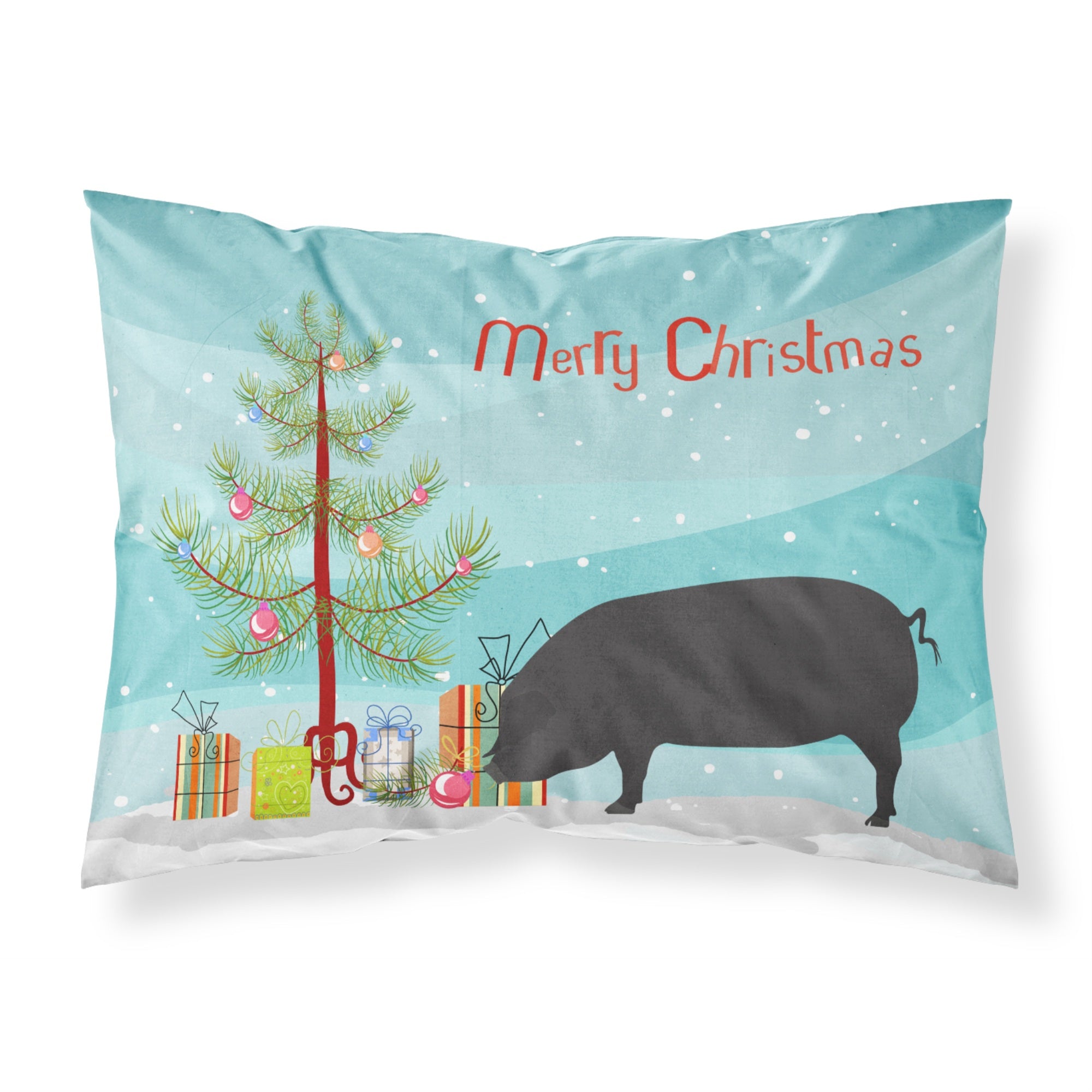 'Caroline'S Treasures Devon Large Black Pig Christmas Pillowcase, Standard, Multicolor'