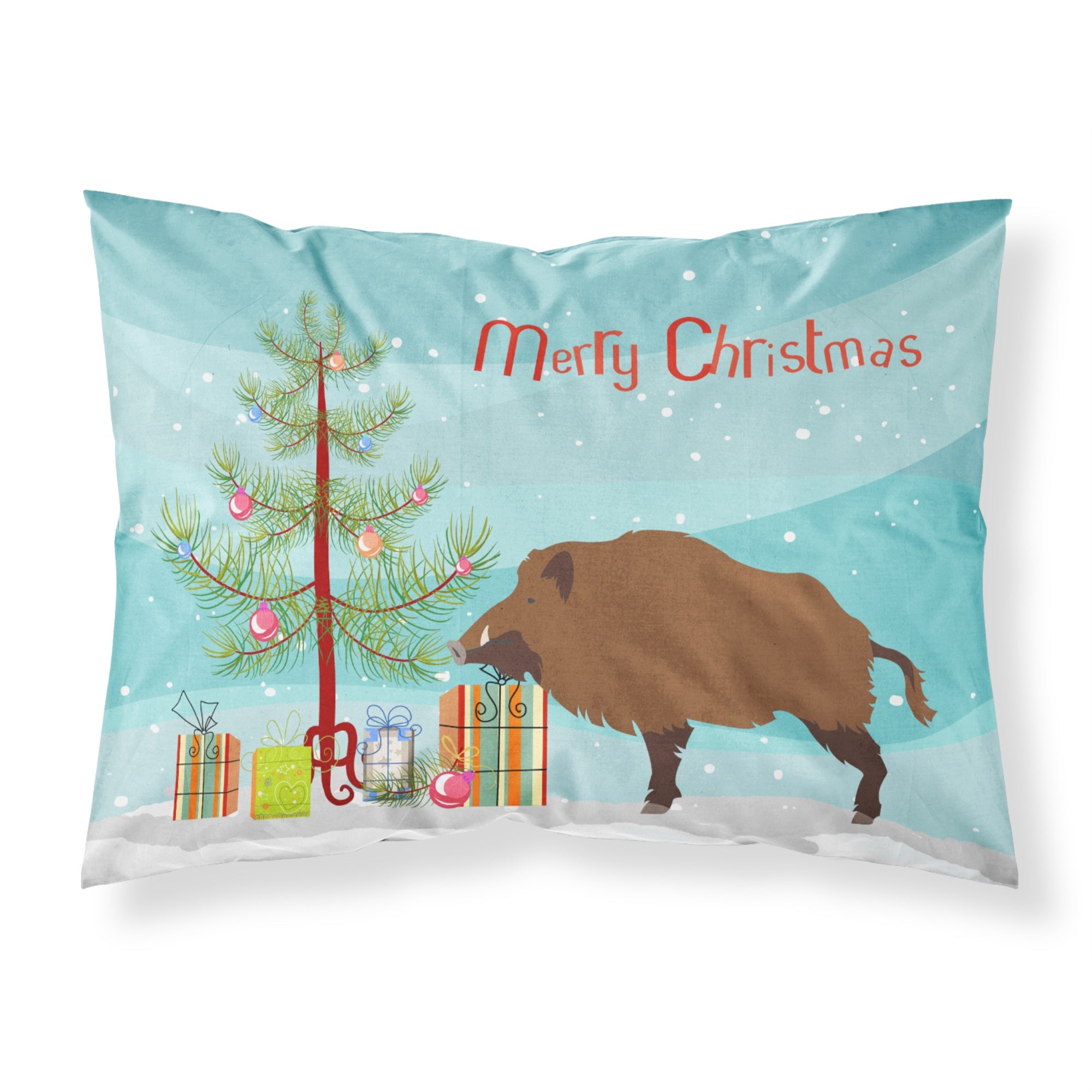 'Caroline'S Treasures Wild Boar Pig Christmas Pillowcase, Standard, Multicolor'