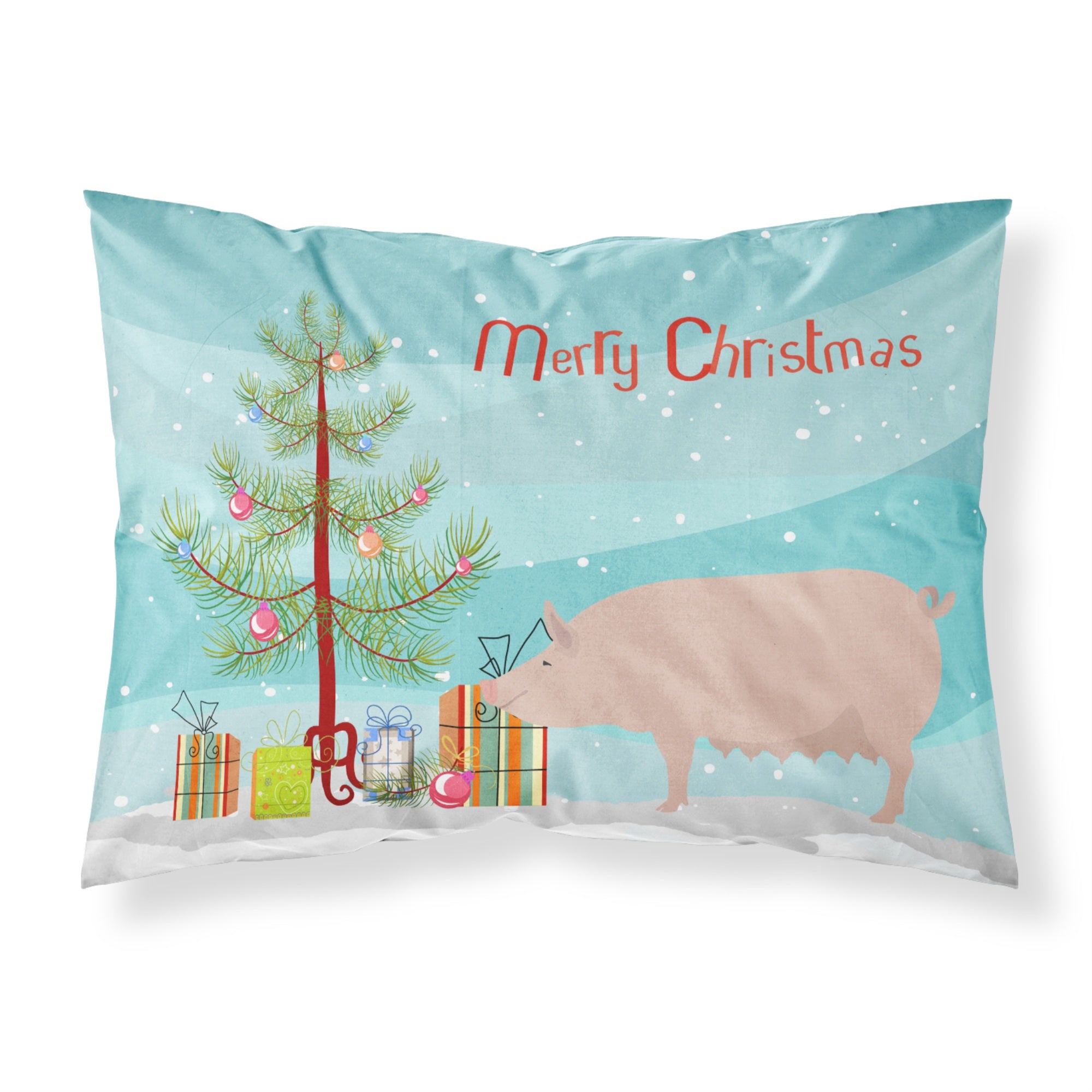 'Caroline'S Treasures ''English Large White Pig Christmas'' Pillowcase, Standard, Multicolor'