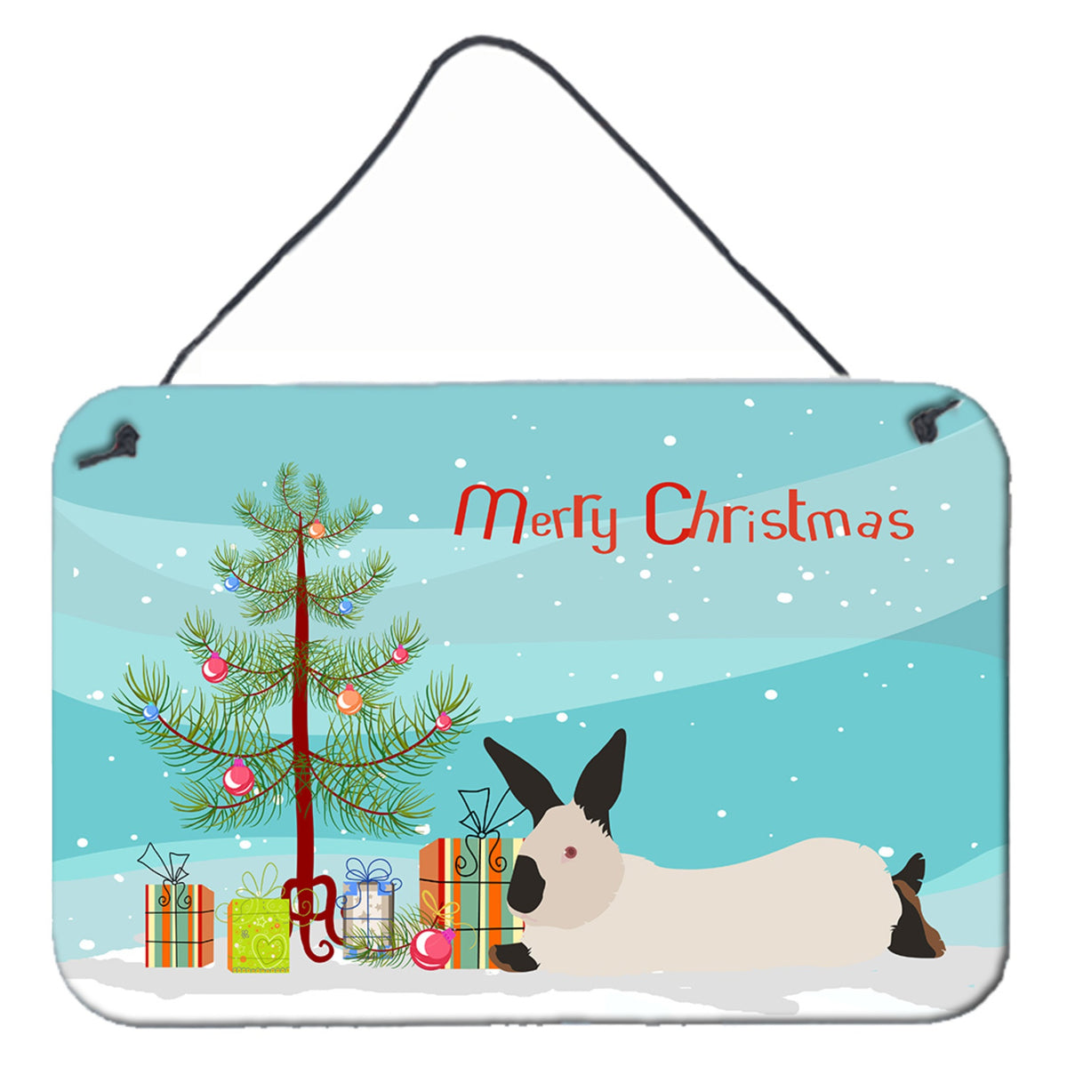 CarolineS Treasures California White Rabbit Christmas Metal Print, 8 Inch  Inch  X 12 Inch  Inch
