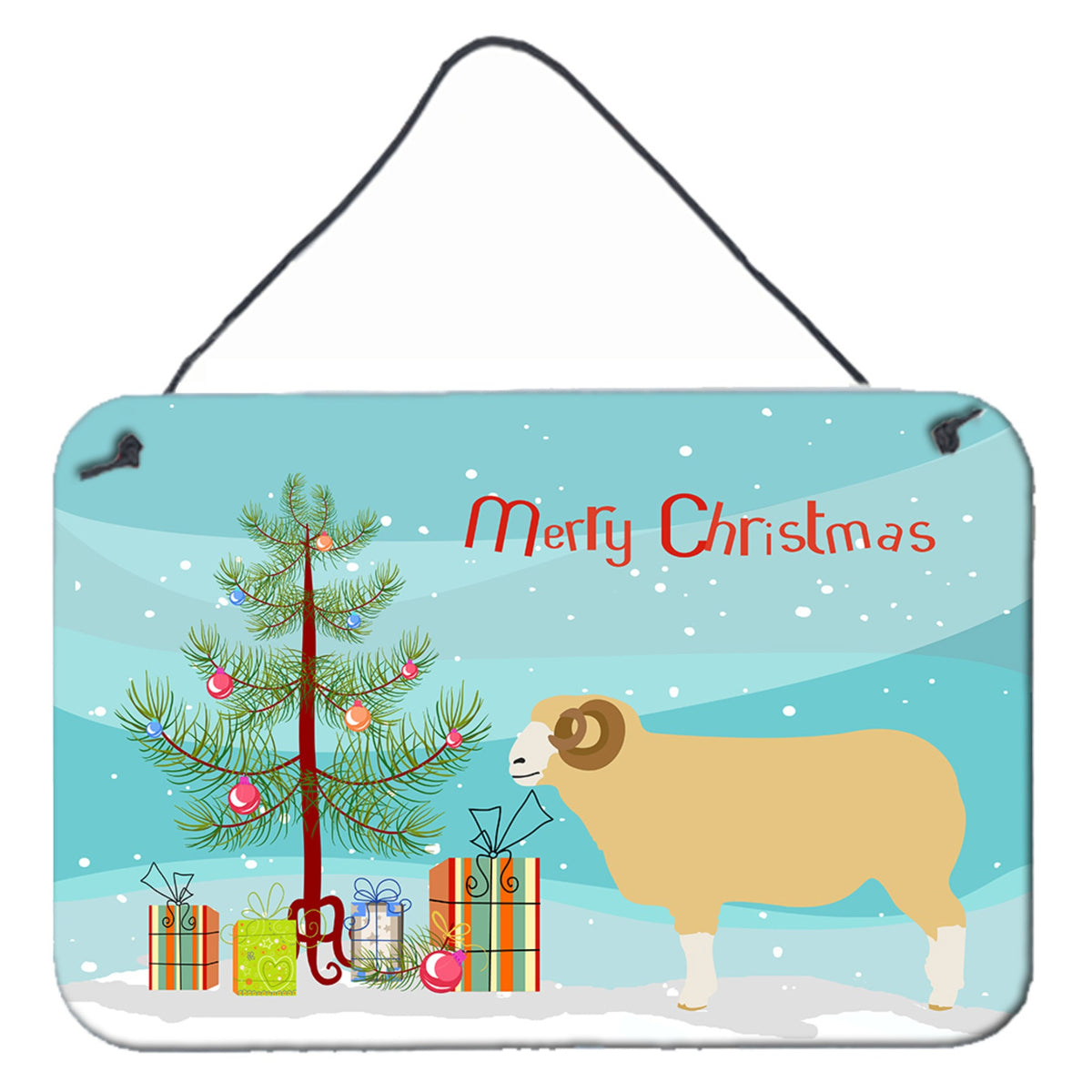 CarolineS Treasures Horned Dorset Sheep Christmas Metal Print, 8 Inch  Inch  X 12 Inch  Inch