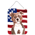 CarolineS Treasures Red Staffie Bull Terrier Patriotic Metal Print, 16 Inch  Inch  X 12 Inch  Inch , Multicolor