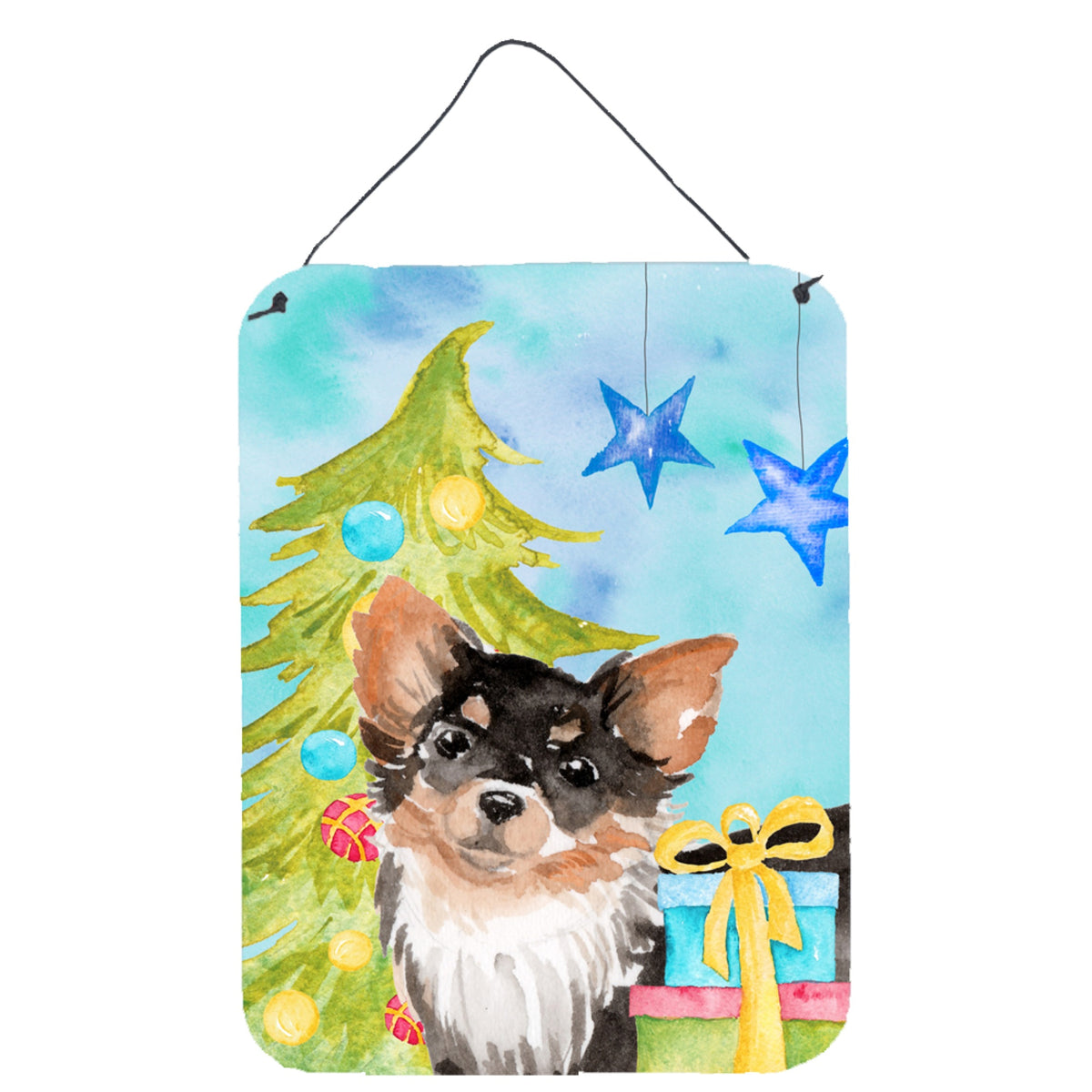 CarolineS Treasures Long Haired Chihuahua Christmas Metal Print, 16 Inch  Inch  X 12 Inch  Inch , Multicolor