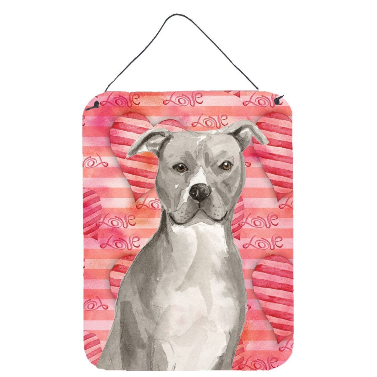 CarolineS Treasures Staffordshire Bull Terrier Love Metal Print, 16 Inch  Inch  X 12 Inch  Inch , Multicolor
