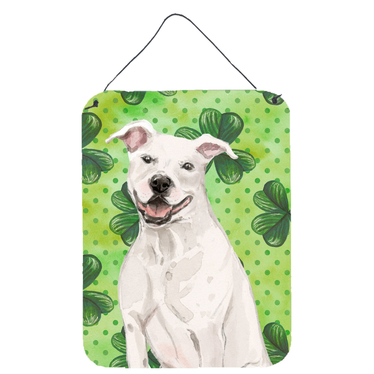 CarolineS Treasures White Staffie Bull Terrier St. PatrickS Christmas Print, 16 Inch  Inch  X 12 Inch  Inch , Multicolor