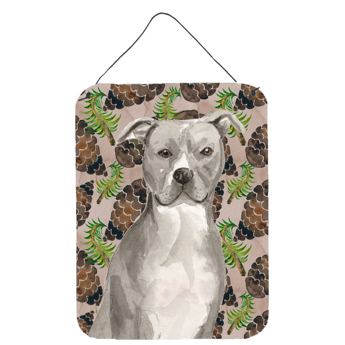 CarolineS Treasures Staffordshire Bull Terrier Pine Cones Metal Print, 16 Inch  Inch  X 12 Inch  Inch , Multicolor