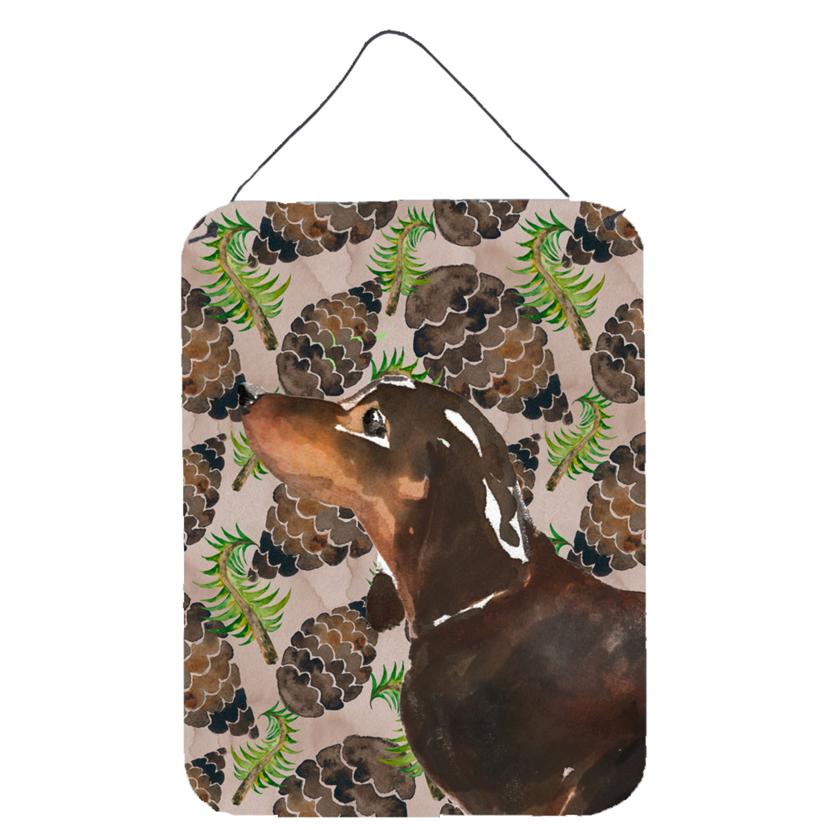 CarolineS Treasures Black And Tan Dachshund Pine Cones Metal Print, 16 Inch  Inch  X 12 Inch  Inch , Multicolor