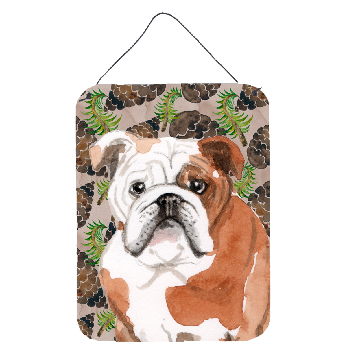CarolineS Treasures English Bulldog Pine Cones Metal Print, 16 Inch  Inch  X 12 Inch  Inch , Multicolor