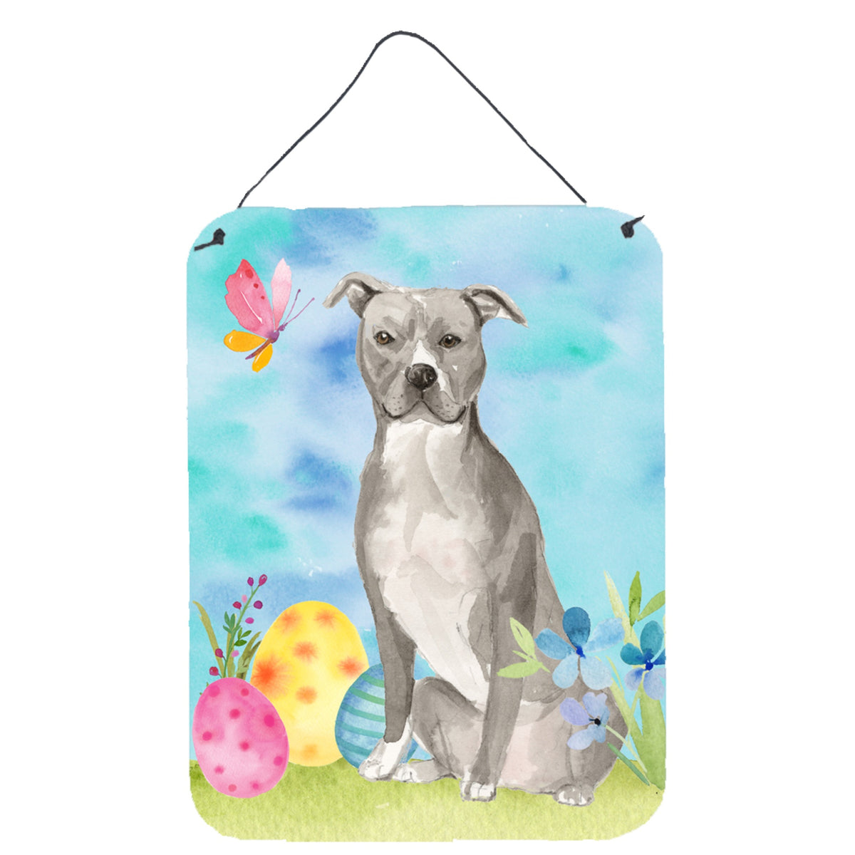 CarolineS Treasures Staffordshire Bull Terrier Easter Metal Print, 16 Inch  Inch  X 12 Inch  Inch , Multicolor