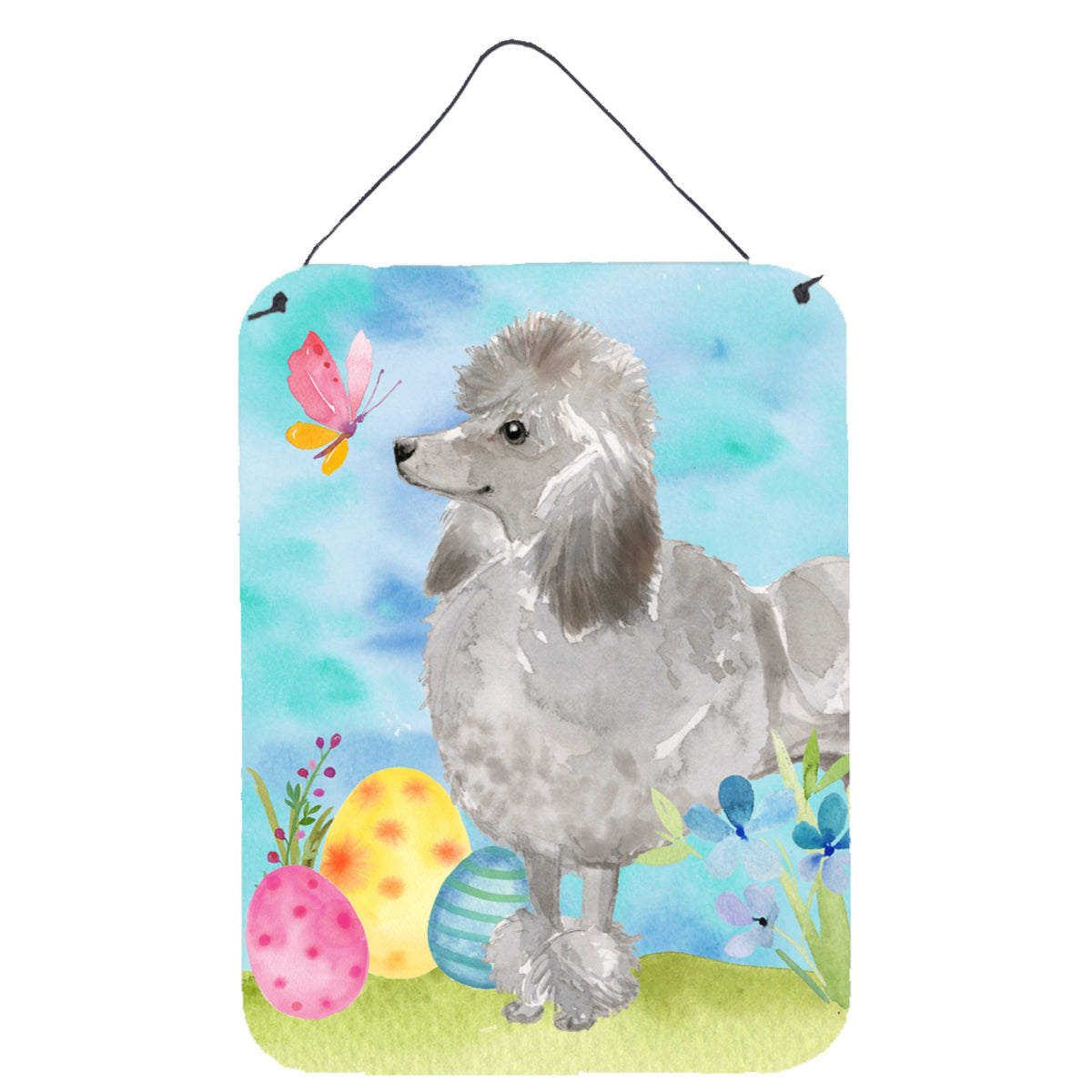CarolineS Treasures Grey Standard Poodle Easter Metal Print, 16 Inch  Inch  X 12 Inch  Inch , Multicolor