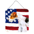 CarolineS Treasures Fox Terrier Patriotic Metal Print, 6H X 6W, Usa American Flag