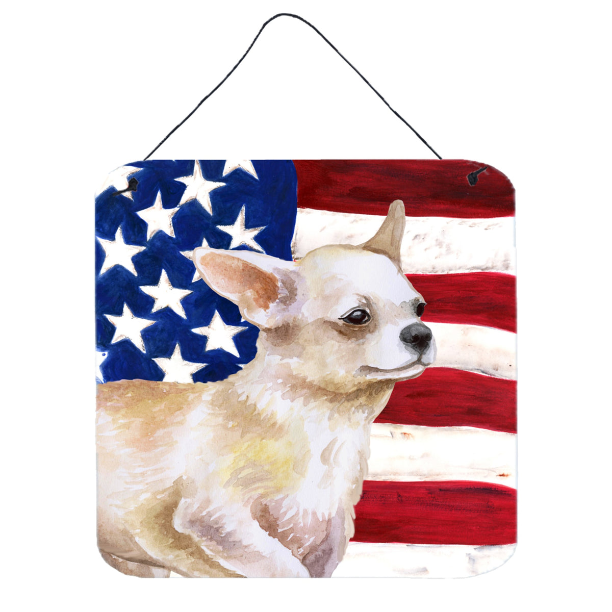 CarolineS Treasures Chihuahua Leg Up Patriotic Metal Print, 6H X 6W, Usa American Flag