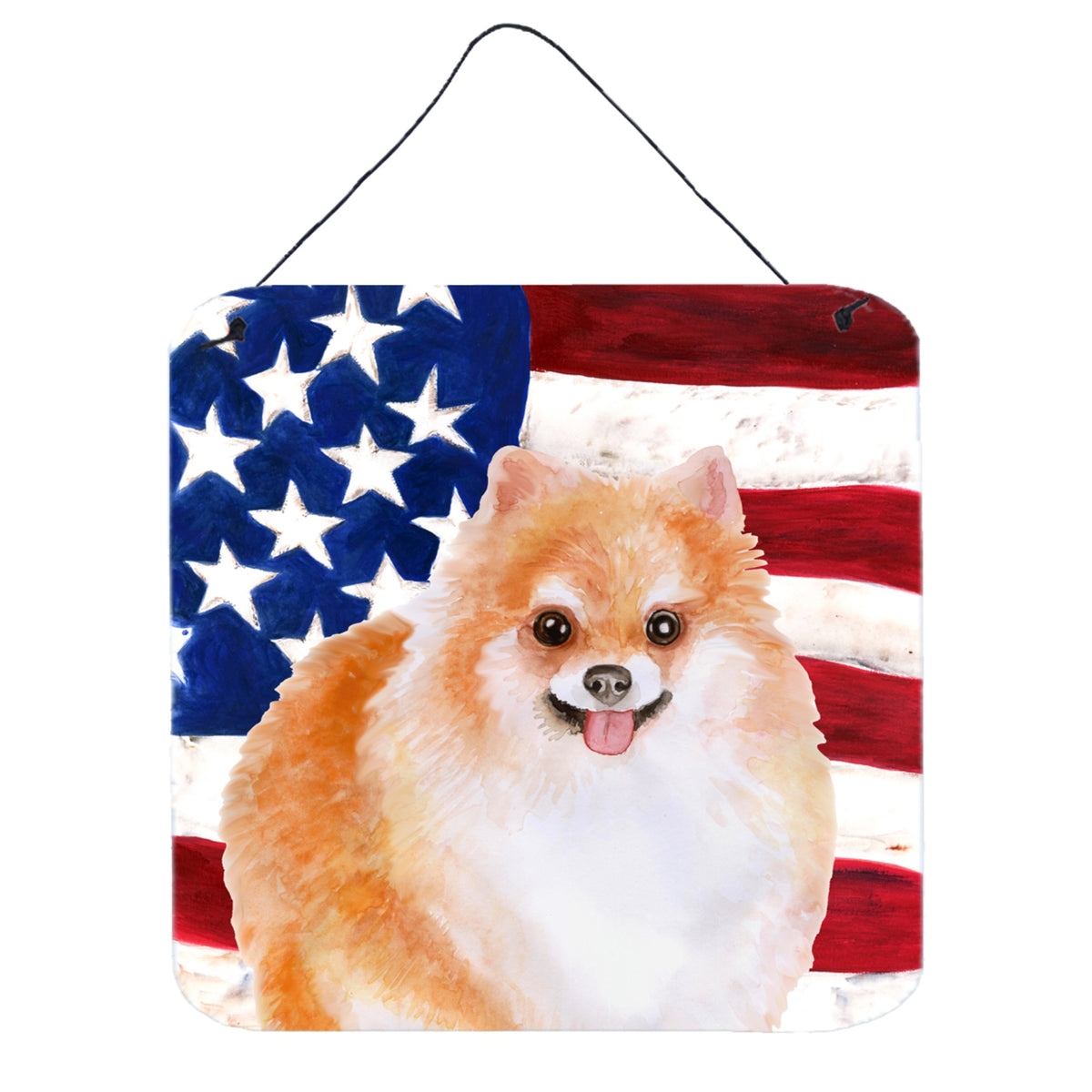 CarolineS Treasures Pomeranian #2 Patriotic Metal Print, 6H X 6W, Usa American Flag