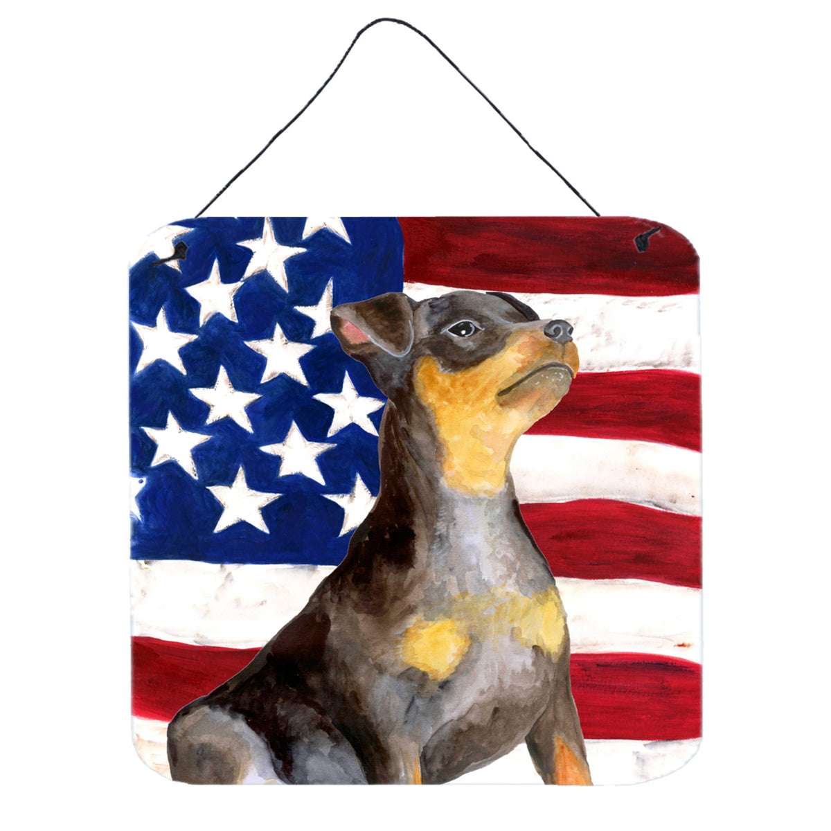 CarolineS Treasures Miniature Pinscher #2 Patriotic Metal Print, 6H X 6W, Usa American Flag