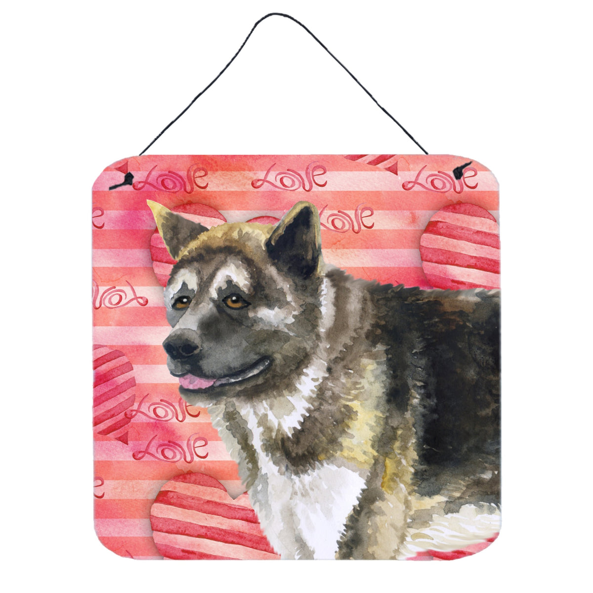 CarolineS Treasures American Akita Metal Print, 6H X 6W, Love Is A Dog
