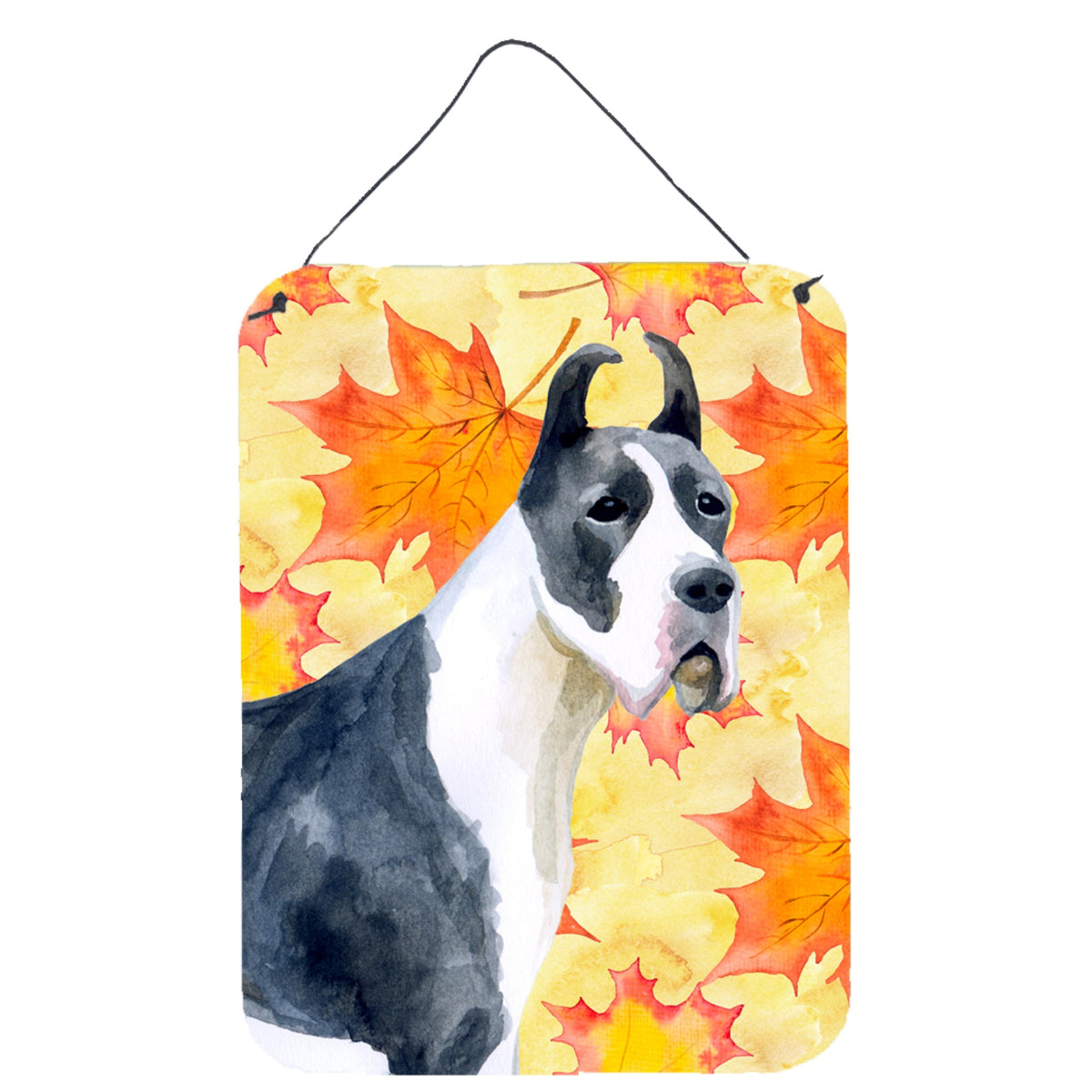 CarolineS Treasures Harlequin Dane Fall Metal Print, 16 Inch  Inch  X 12 Inch  Inch , Multicolor