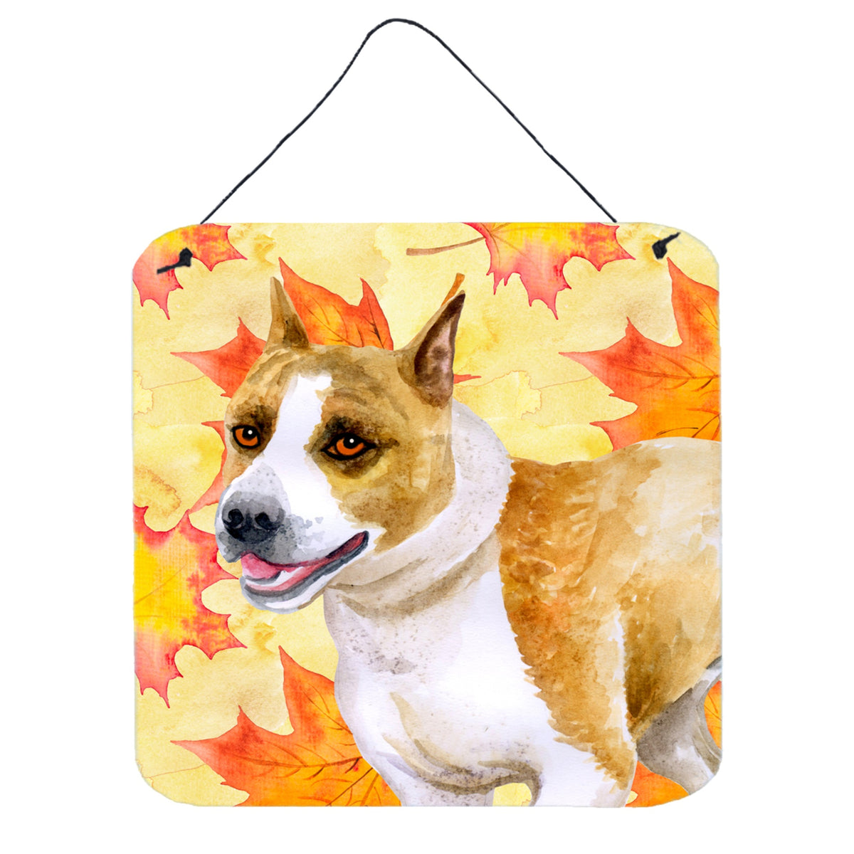 CarolineS Treasures American Staffordshire Metal Print, 6H X 6W, Fall Leaves