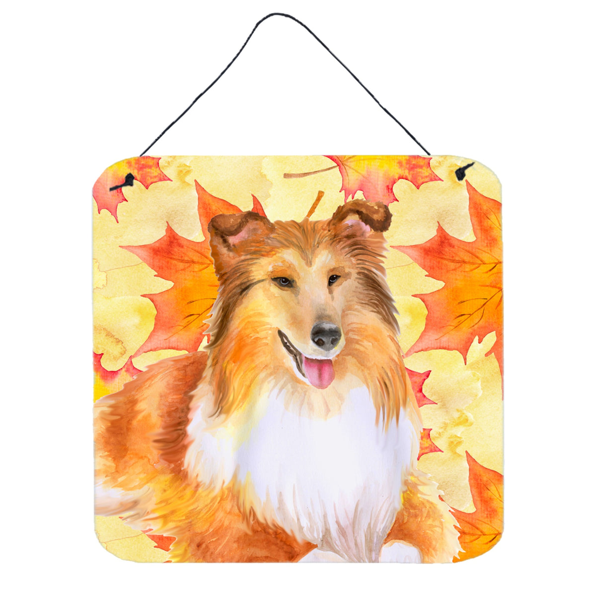CarolineS Treasures Sheltie Metal Print, 6H X 6W, Fall Leaves