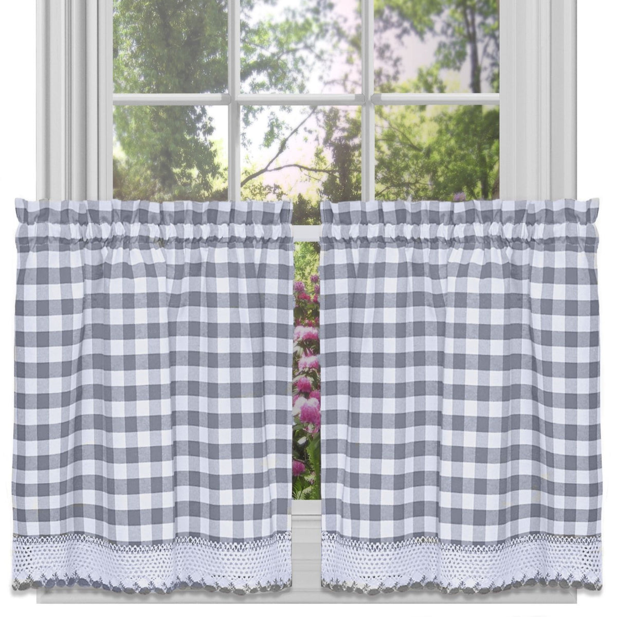 Buffalo Check Window Curtain Tier Pair  Enhance Aesthetic Appeal & Privacy  Allover Check Pattern  2 Tiers  Versatile & Styl