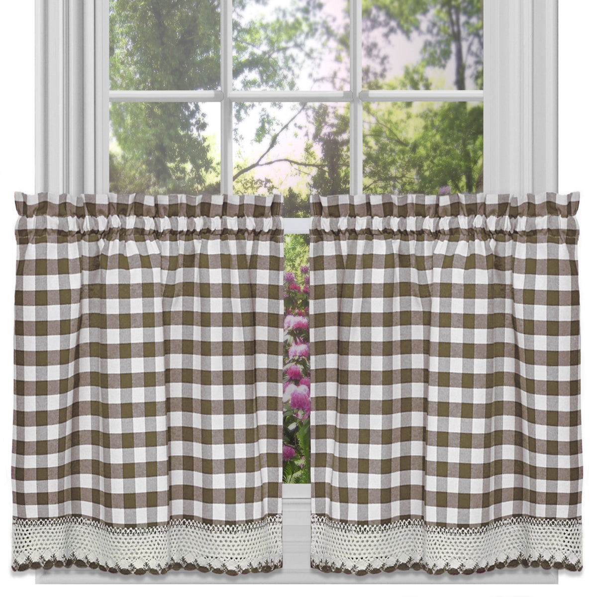 Buffalo Check Window Curtain Tier Pair  Enhance Home Aesthetic  Allover Check Pattern  Style & Privacy  2 Tiers  Can Be Pai