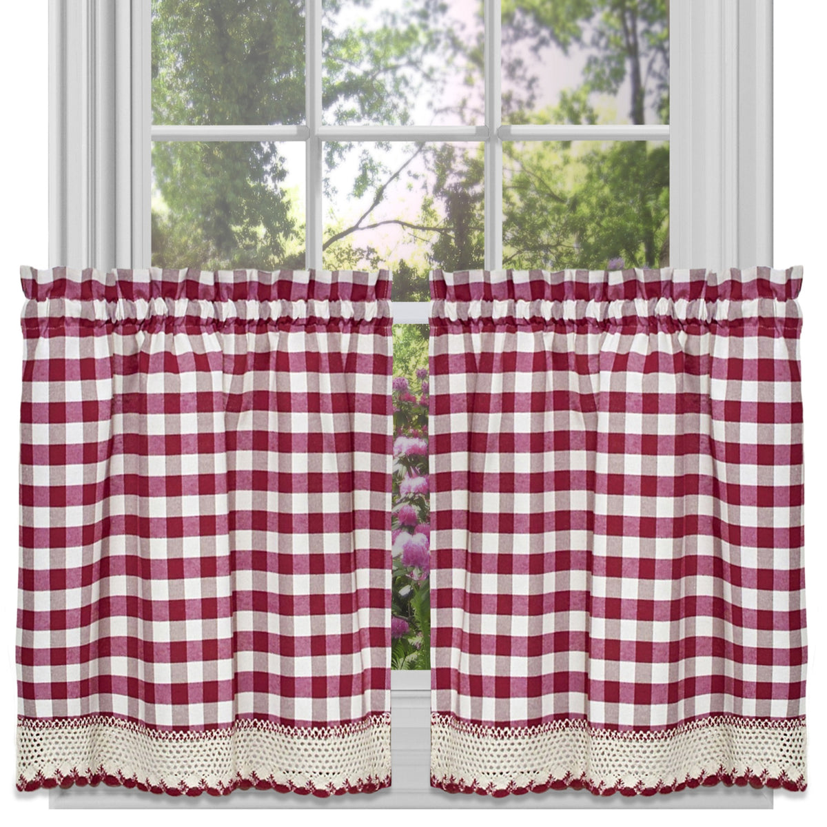 Buffalo Check Window Curtain Tier Pair  Aesthetic Home Decor  Allover Check Pattern  Privacy And Style  2 Tiers  Coordinate