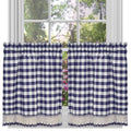 Buffalo Check Window Curtain Tier Pair  Enhance Aesthetic Appeal & Privacy  Allover Check Pattern  2 Tiers  Navy  Combine W