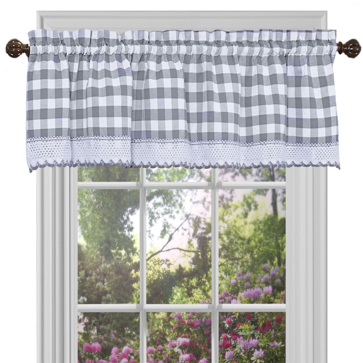 Buffalo Check Window Curtain Valance  58X14  Grey | Enhance Home Decor With Captivating Check Pattern | Coordinated Look With