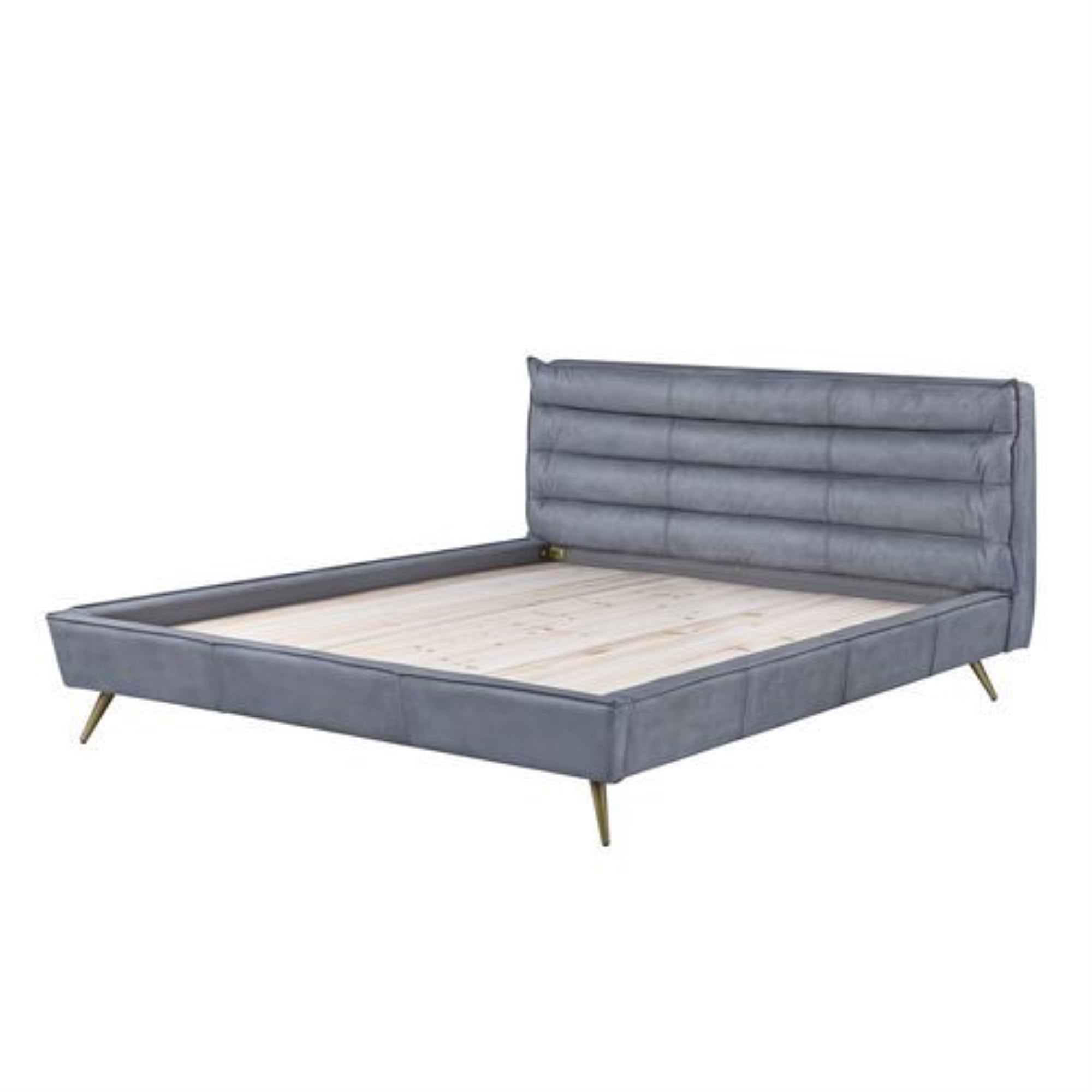 Acme Doris Top Grain Leather Upholstered Queen Bed - Thumbnail 2