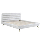 Acme Doris Top Grain Leather Upholstered Queen Bed in Vintage White