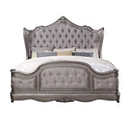Acme Furniture Ariadne Eastern King Bed in Velvet & Antique Platinum Finish