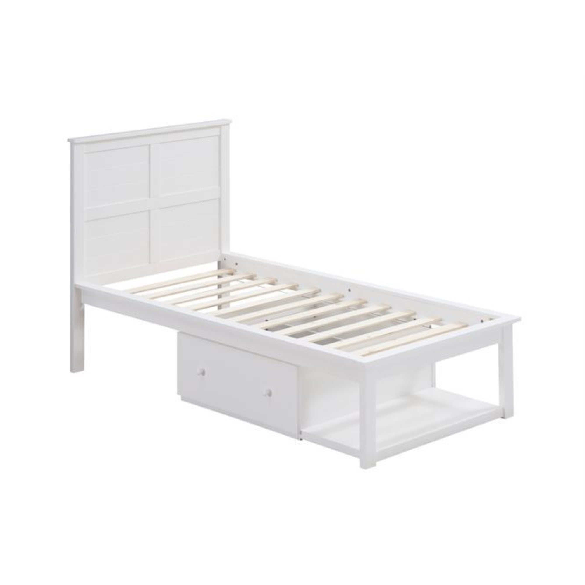 Acme Iolanda Wooden Twin Panel Bed with Storage in White