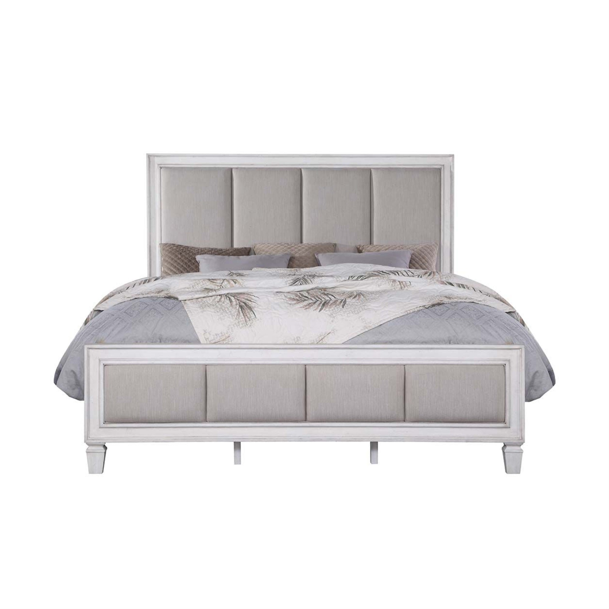 Acme Katia Eastern King Bed in Gray and White