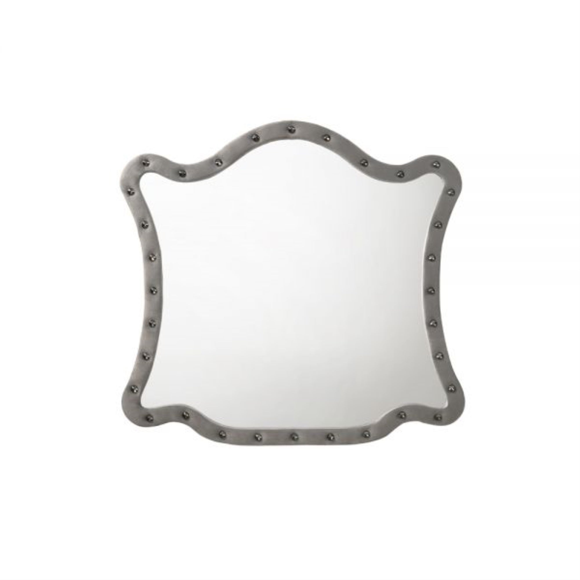 Acme Perine Velvet Upholstered Tufted Dresser Mirror In Gray
