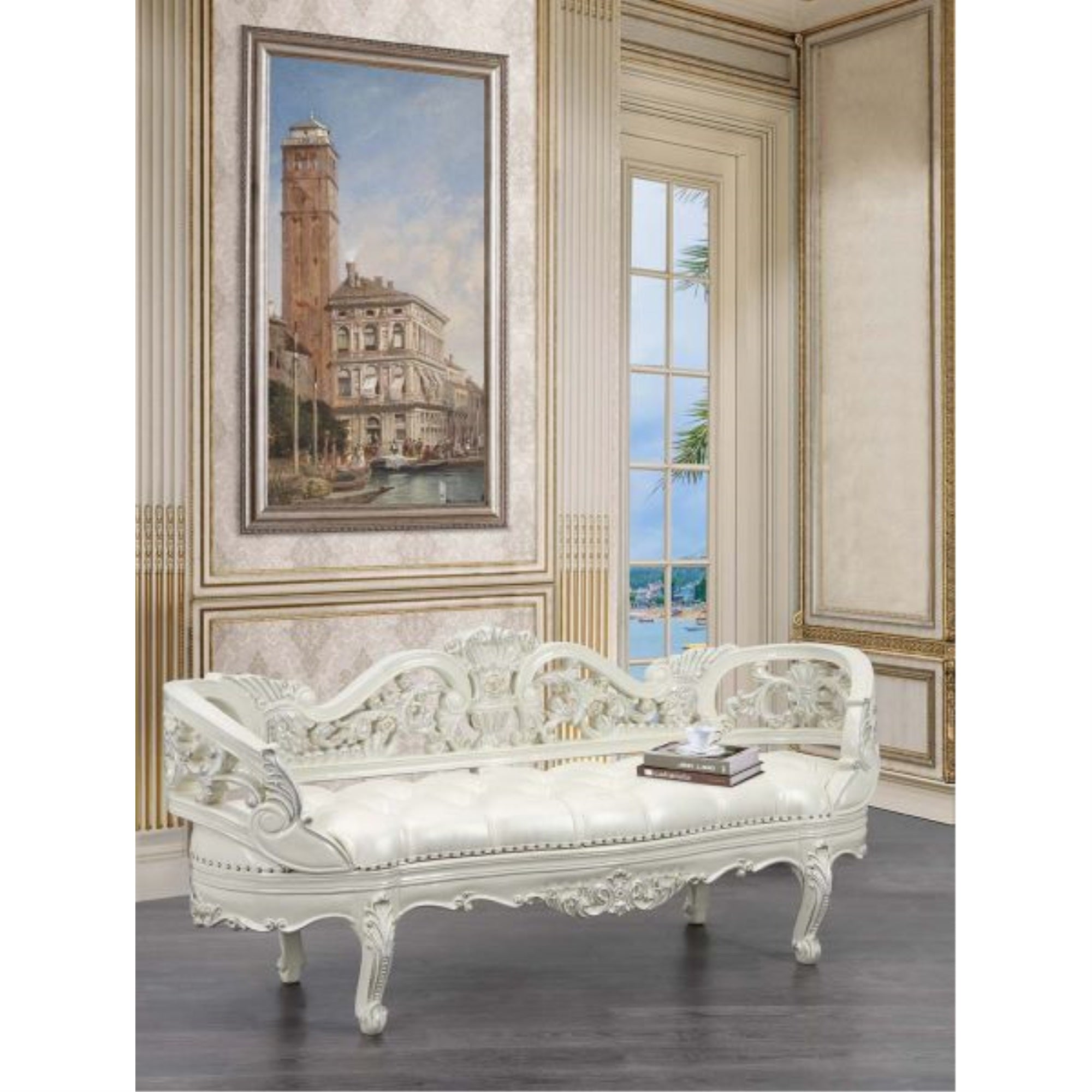 BD01253 Bench, Antique White Finish  Adara ( 1Pc/1Ctn )