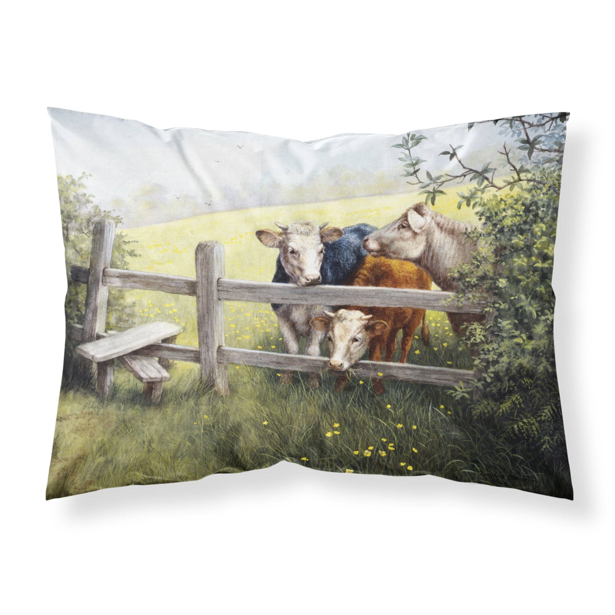 'Caroline'S Treasures Cows In A Buttercup Meadow Fabric Standard Pillowcase Bdba0103Pillowcase, Multicolor'