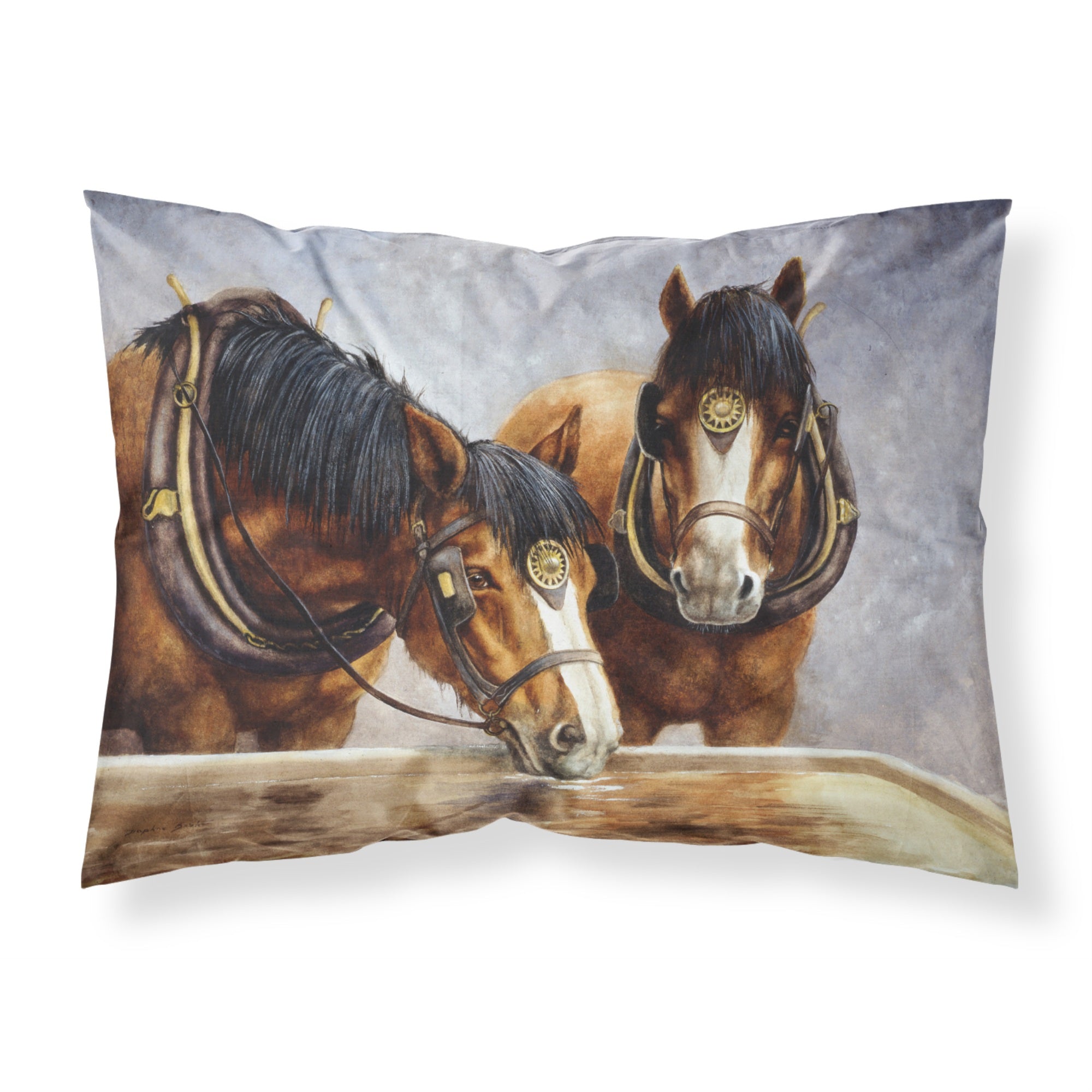 'Caroline'S Treasures Horses Taking A Drink Of Water Fabric Standard Pillowcase Bdba0119Pillowcase, Multicolor'