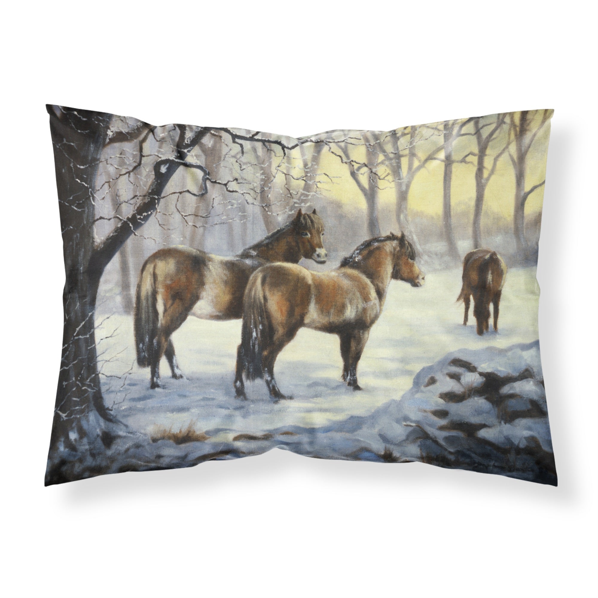 'Caroline'S Treasures Horses In Snow By Daphne Baxter Fabric Standard Pillowcase Bdba0122Pillowcase, Multicolor'