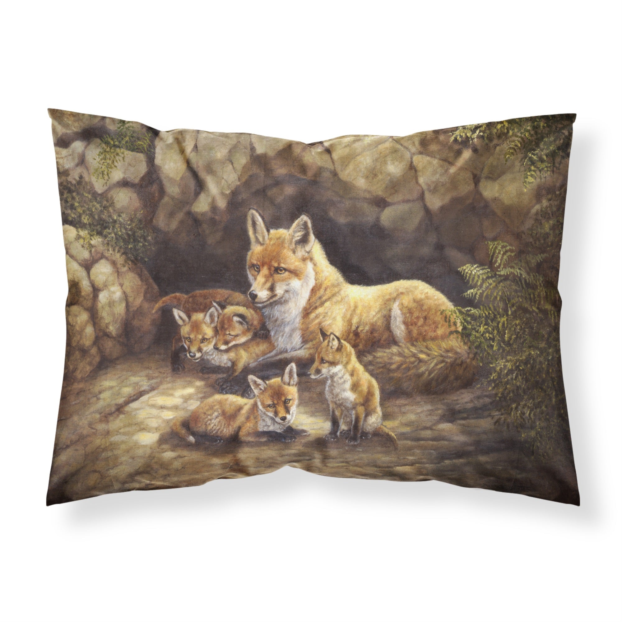 'Caroline'S Treasures Family Foxes By The Den Fabric Standard Pillowcase Bdba0169Pillowcase, Multicolor'