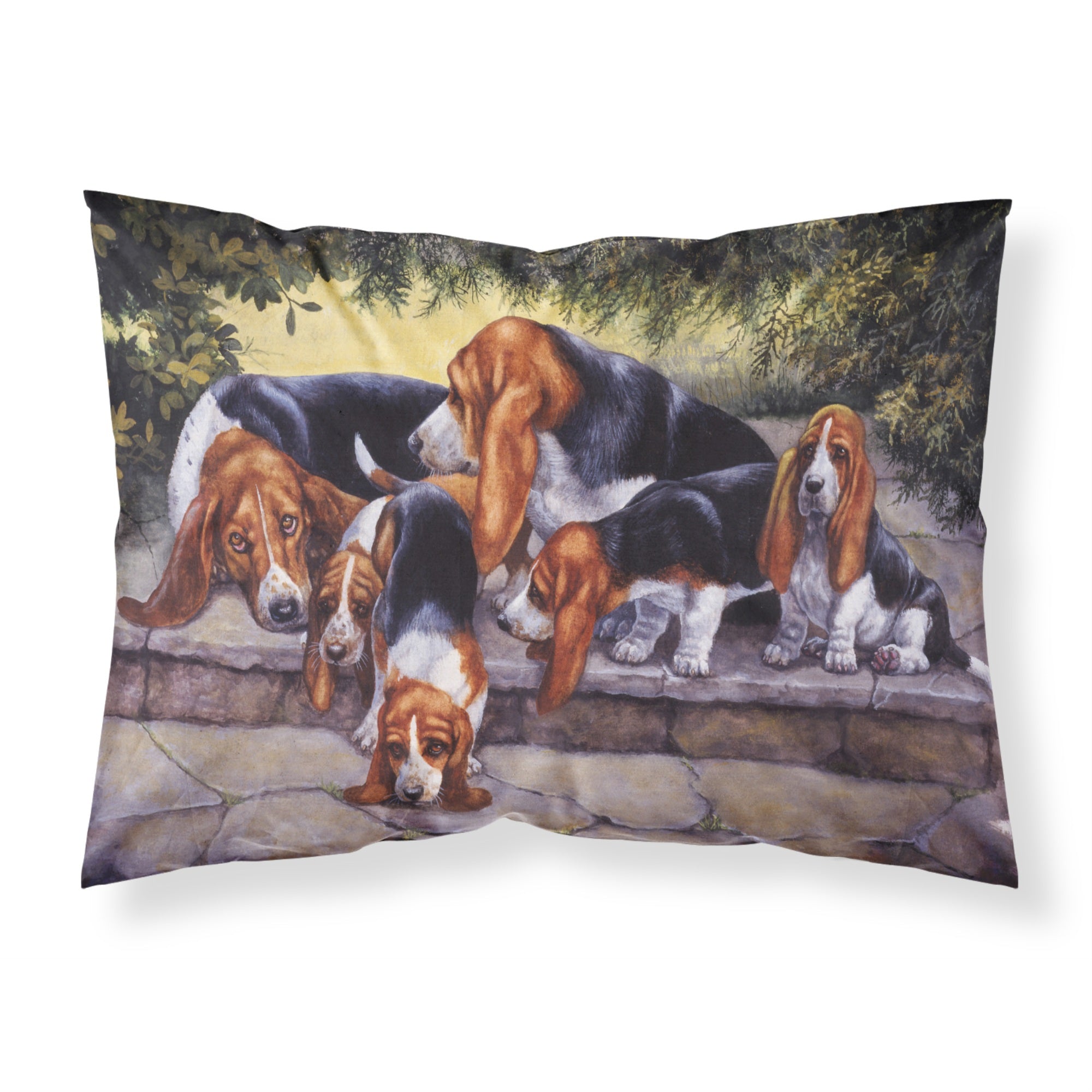 'Caroline'S Treasures Basset Hound Puppies, Momma And Daddy Fabric Standard Pillowcase Bdba0276Pillowcase, Multicolor'