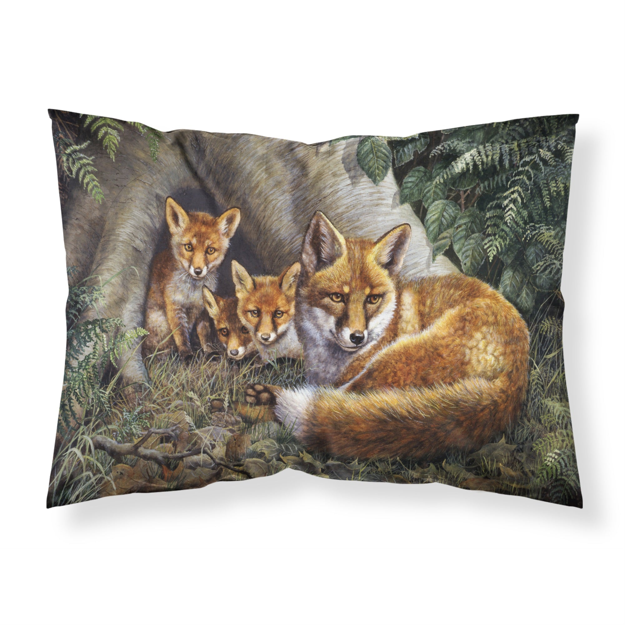 'Caroline'S Treasures A Family Of Foxes At Home Fabric Standard Pillowcase Bdba0283Pillowcase, Multicolor'
