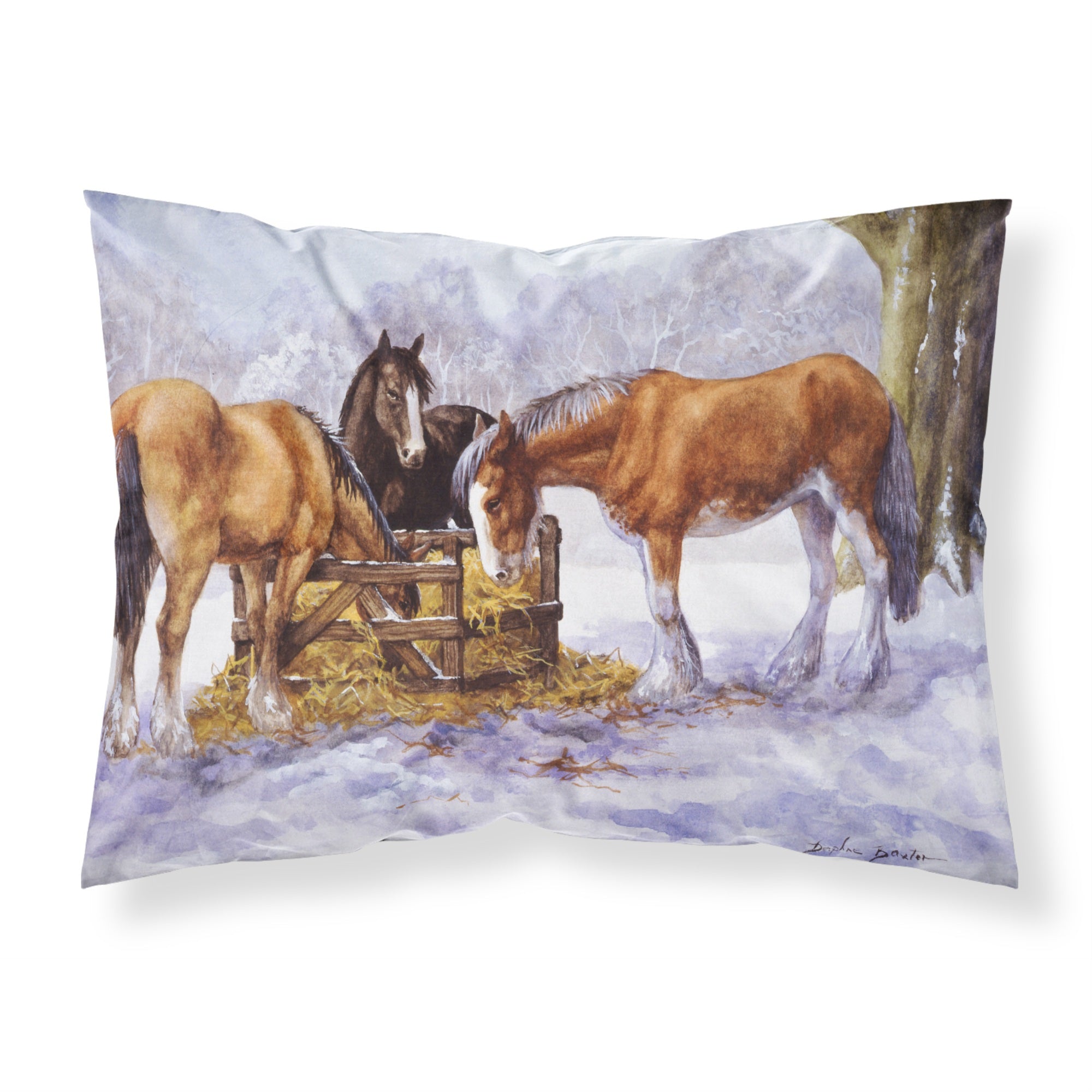 'Caroline'S Treasures Horses Eating Hay In The Snow Fabric Standard Pillowcase Bdba0297Pillowcase, Multicolor'