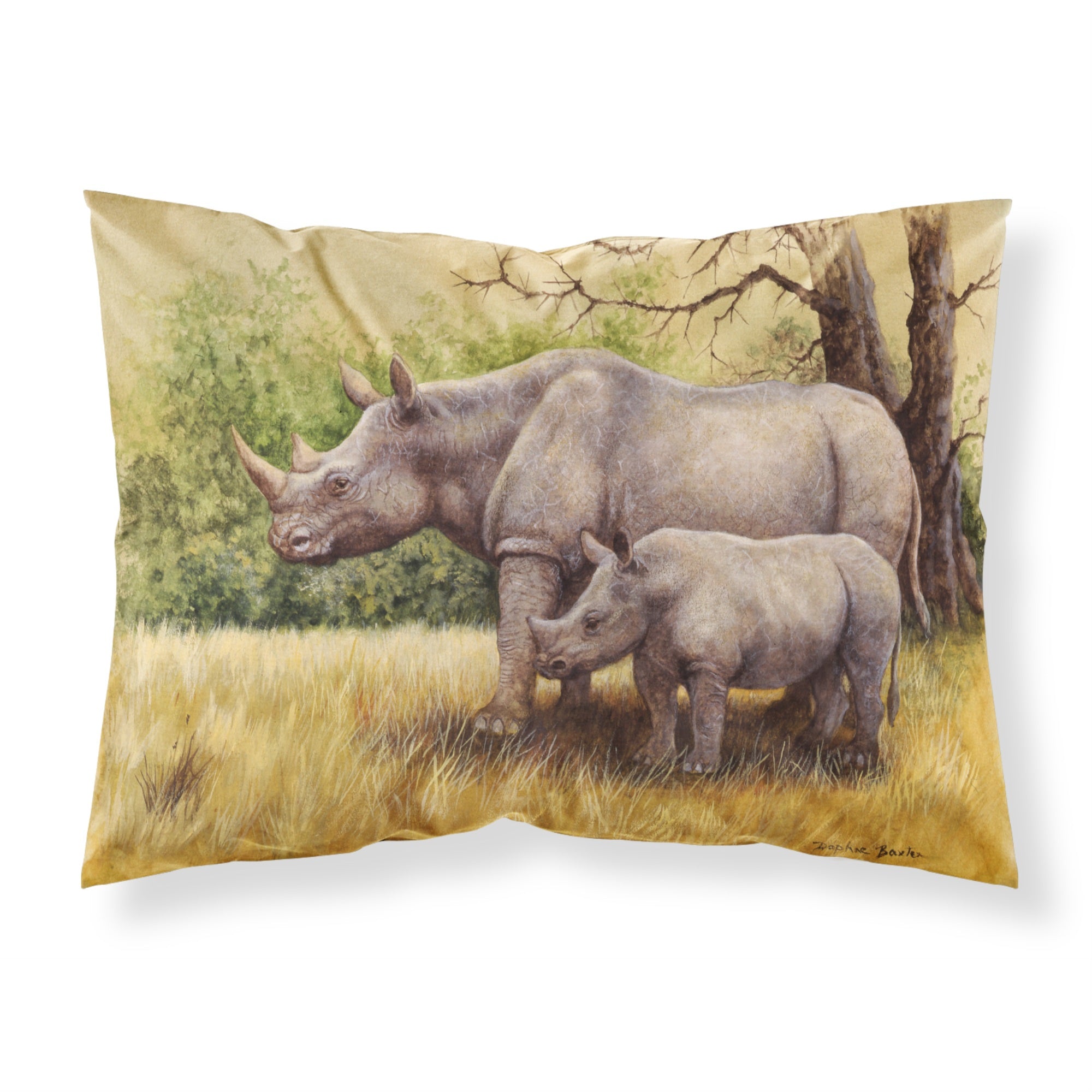 'Caroline'S Treasures Rhinoceros By Daphne Baxter Fabric Standard Pillowcase Bdba0306Pillowcase, Multicolor'