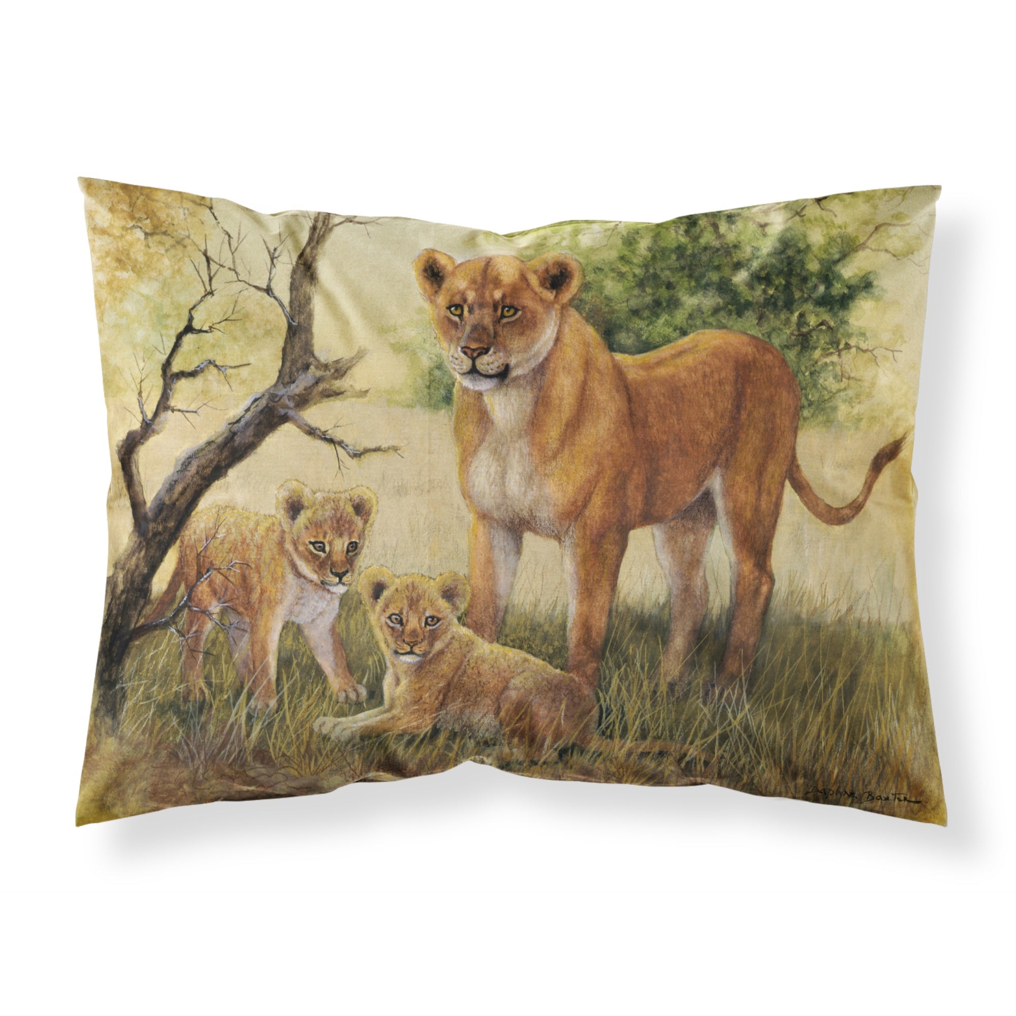 'Caroline'S Treasures Lion And Cubs By Daphne Baxter Fabric Standard Pillowcase Bdba0307Pillowcase, Multicolor'