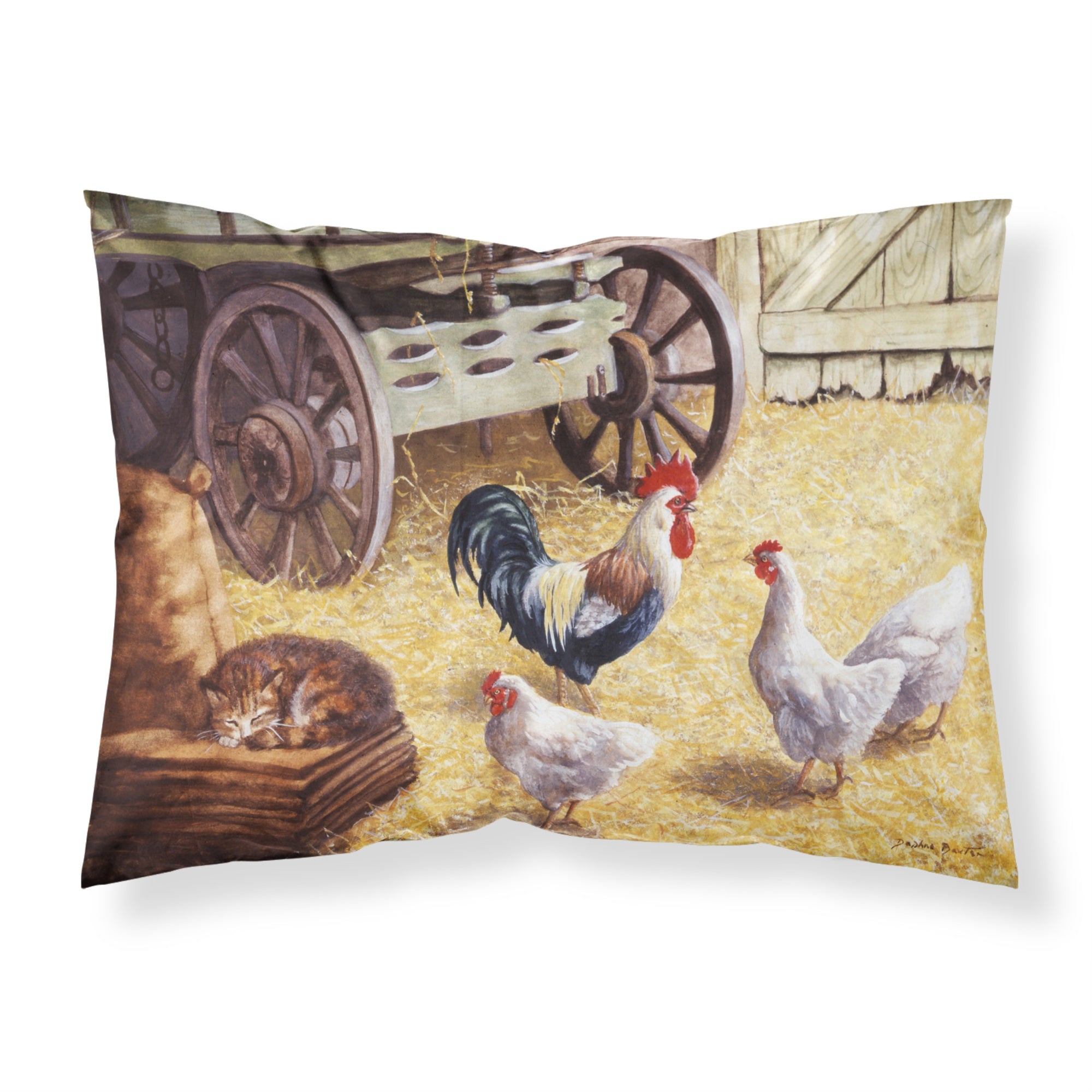 'Caroline'S Treasures Rooster And Hens Chickens In The Barn Fabric Standard Pillowcase Bdba0339Pillowcase, Multicolor'