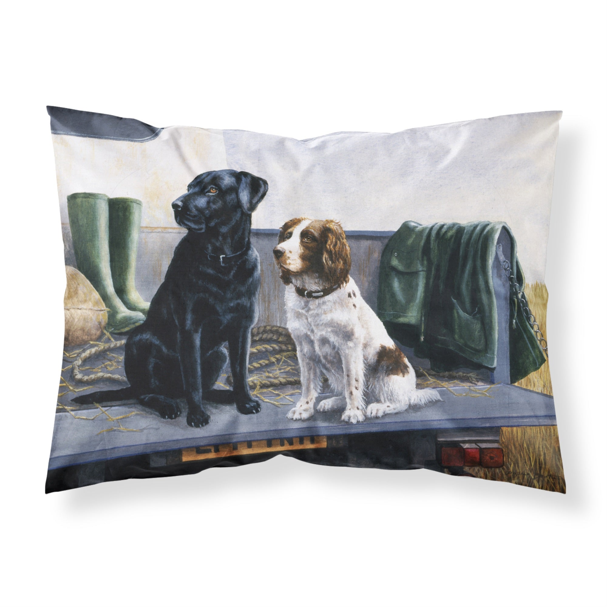 'Caroline'S Treasures On The Tailgate Labrador And Springer Spaniel Fabric Standard Pillowcase Bdba0341Pillowcase, Multicolor'